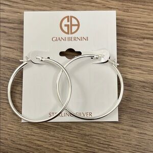 Giani Bernini Sterling Silver hoop earrings NWT 40x2mm click top clasp